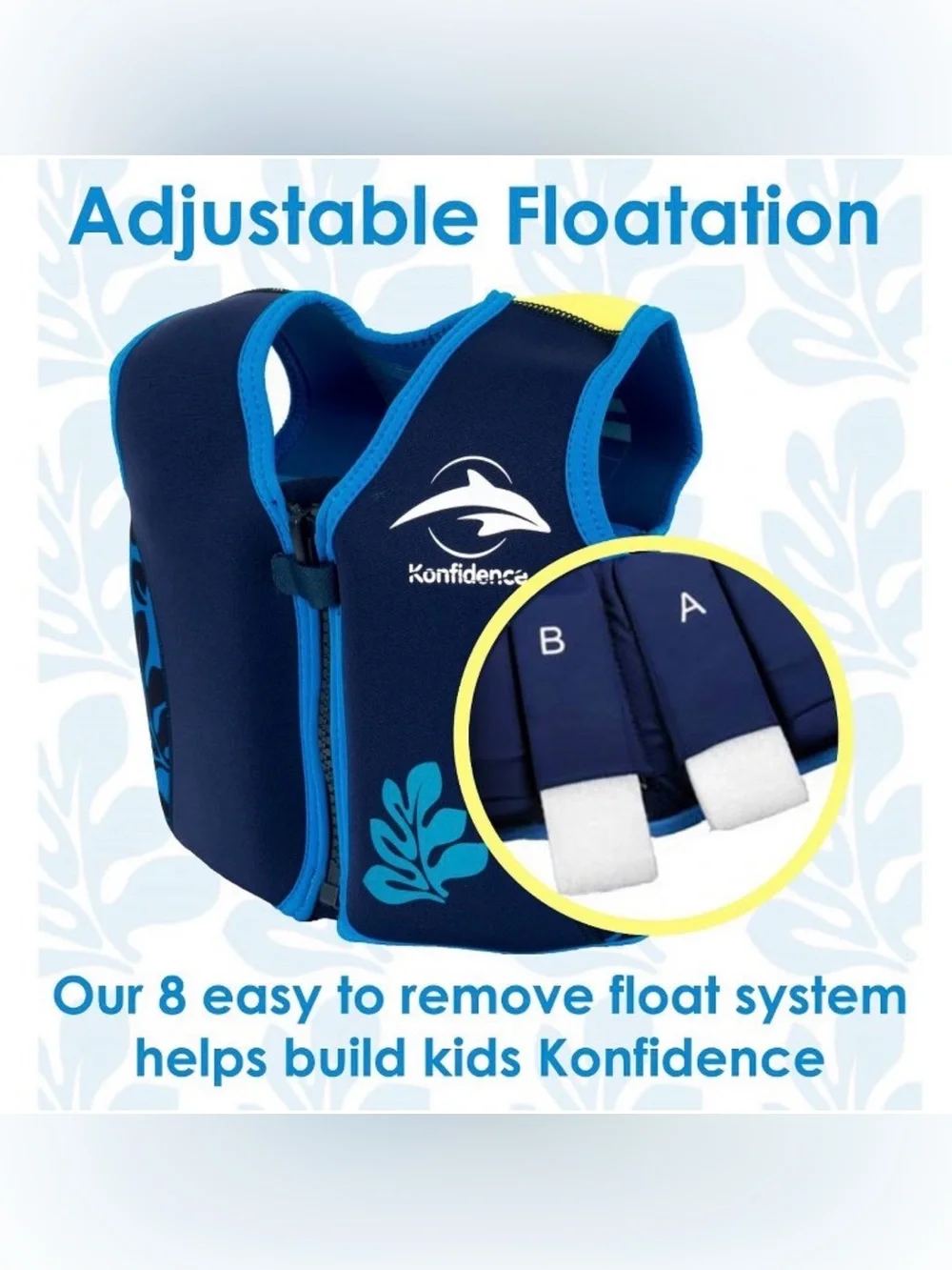 Konfidence Kids (6-7) Adjustable Swim Vest in Blue and Orange